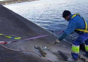 Asfaltado de una presa